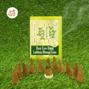 Desi Cow Dung Lobhan Dhoop Cone (12 pcs)