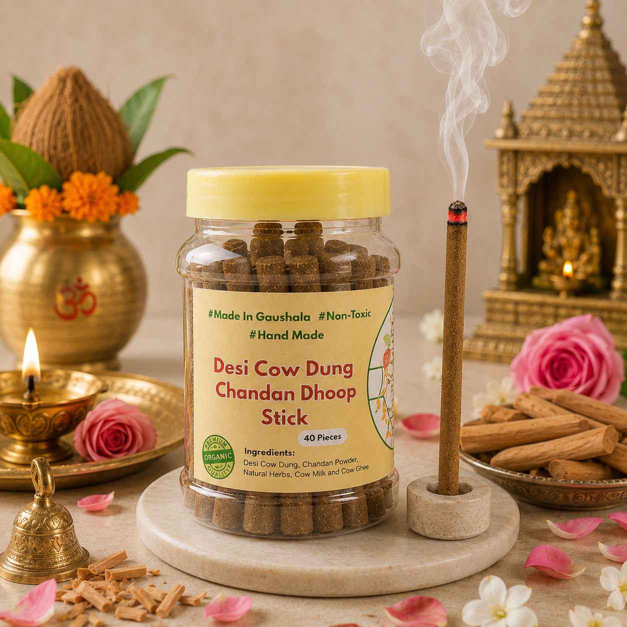 Desi Cow Dung Chandan Dhoop Sticks
