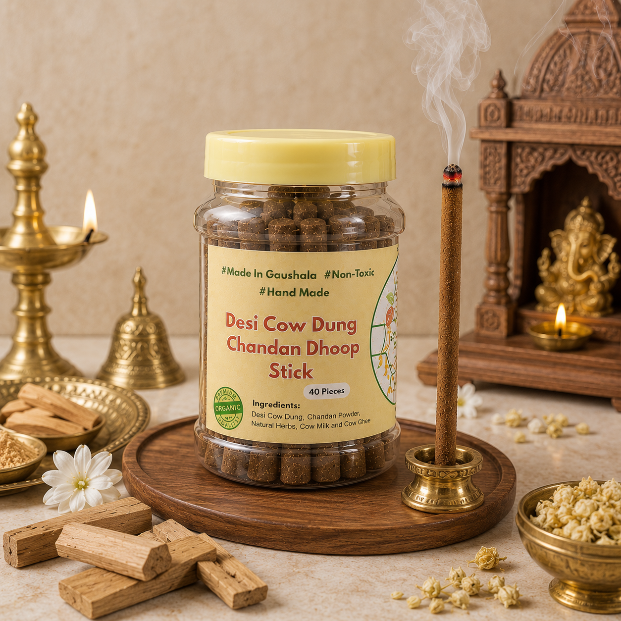 Desi Cow Dung Chandan Dhoop Sticks